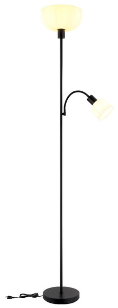 Globo Stehleuchte Hinton E27 + E14 Schwarz matt Metall 179cm