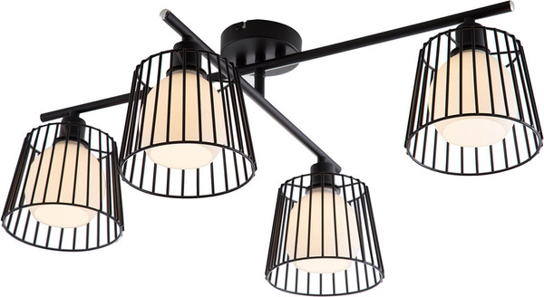 Globo Priso E14 Deckenleuchte 4-fach 40W Schwarz Matt, Metall Ø7cm 61420408