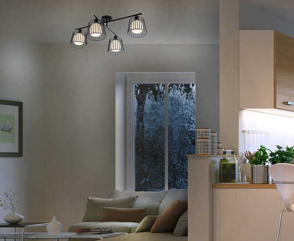 Globo Priso E14 Deckenleuchte 4-fach 40W Schwarz Matt, Metall Ø7cm 61420408