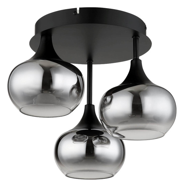 Globo LED Deckenleuchte Lui 24W warmweiss Schwarz matt rauchfarben Metall Glas Ø35cm