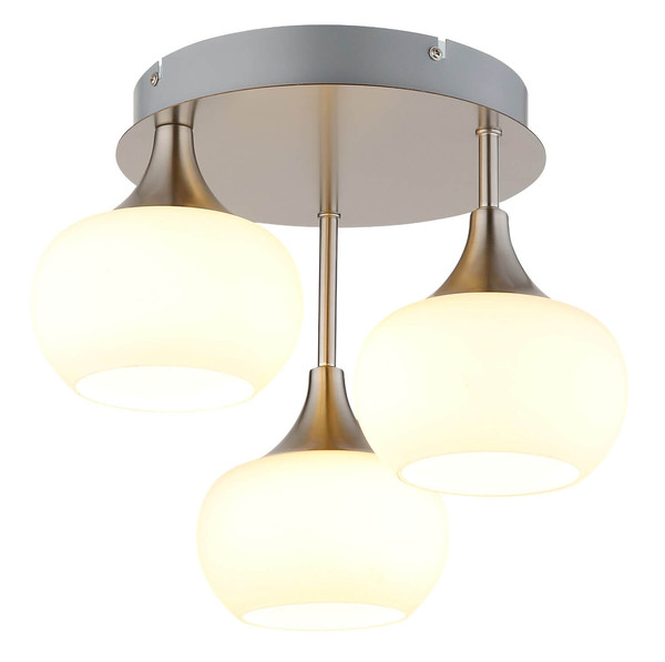 Globo LED Deckenleuchte Lui 24W warmweiss Nickel matt Metall Glas Ø35cm