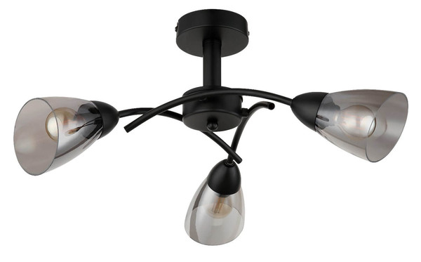 Globo Deckenleuchte Paula 3-flammig E14 Schwarz matt rauchfarben Metall Glas Ø52cm