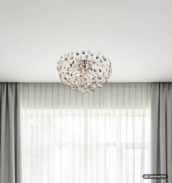 Globo LED Deckenleuchte Katrina 6-flammig G9 LED 6x 3,5W warmweiss Verchromt rauchfarben Metall K9 Kristalle Ø60cm