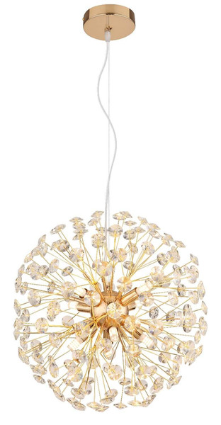Globo LED Kronleuchter Katrina 8-flammig G9 LED 8x 3,5W warmweiss Goldfarben klar Metall K9 Kristalle Ø40cm