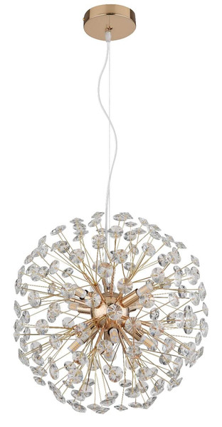 Globo LED Kronleuchter Katrina 8-flammig G9 LED 8x 3,5W warmweiss Goldfarben klar Metall K9 Kristalle Ø40cm