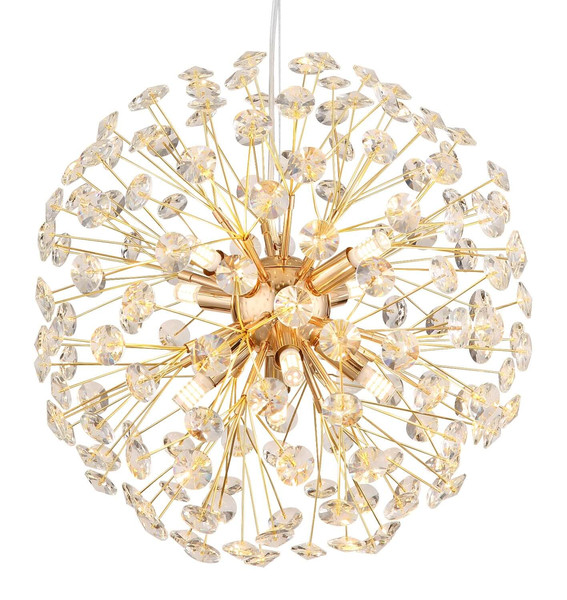 Globo LED Kronleuchter Katrina 8-flammig G9 LED 8x 3,5W warmweiss Goldfarben klar Metall K9 Kristalle Ø40cm