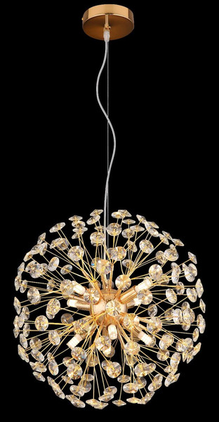 Globo LED Kronleuchter Katrina 8-flammig G9 LED 8x 3,5W warmweiss Goldfarben klar Metall K9 Kristalle Ø40cm