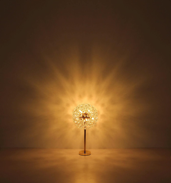 Globo LED Tischleuchte Katrina 8-flammig G9 LED 8x 3,5W warmweiss Verchromt rauchfarben Metall K9 Kristalle Ø35cm