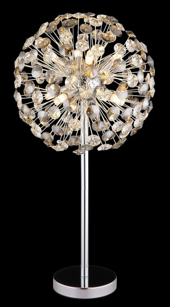 Globo LED Tischleuchte Katrina 8-flammig G9 LED 8x 3,5W warmweiss Verchromt rauchfarben Metall K9 Kristalle Ø35cm