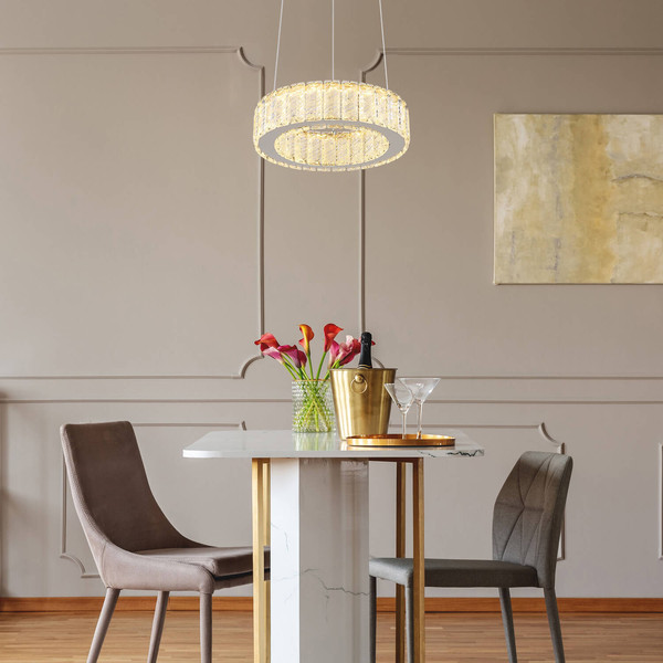 Globo Mucky LED Hängeleuchte 30W CCT Verchromt, Metall Fernbedienung Nachtlicht Memoryfunktion Ø30cm 67162-30