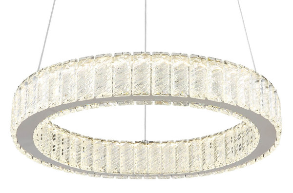 Globo LED Pendelleuchte Mucky 50W dimmbar Fernbedienung CCT warm-/tageslichtweiss Verchromt klar Metall K5 Kristalle Ø50cm