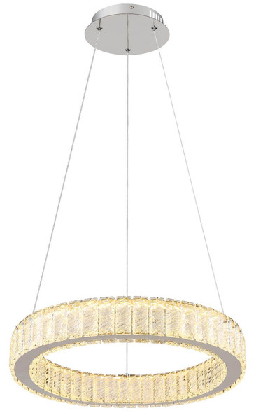 Globo LED Pendelleuchte Mucky 50W dimmbar Fernbedienung CCT warm-/tageslichtweiss Verchromt klar Metall K5 Kristalle Ø50cm