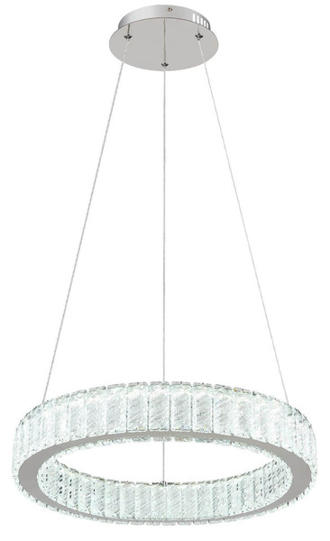 Globo LED Pendelleuchte Mucky 50W dimmbar Fernbedienung CCT warm-/tageslichtweiss Verchromt klar Metall K5 Kristalle Ø50cm