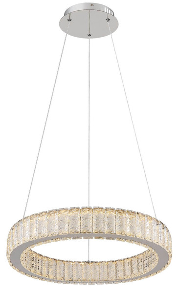 Globo LED Pendelleuchte Mucky 50W dimmbar Fernbedienung CCT warm-/tageslichtweiss Verchromt klar Metall K5 Kristalle Ø50cm