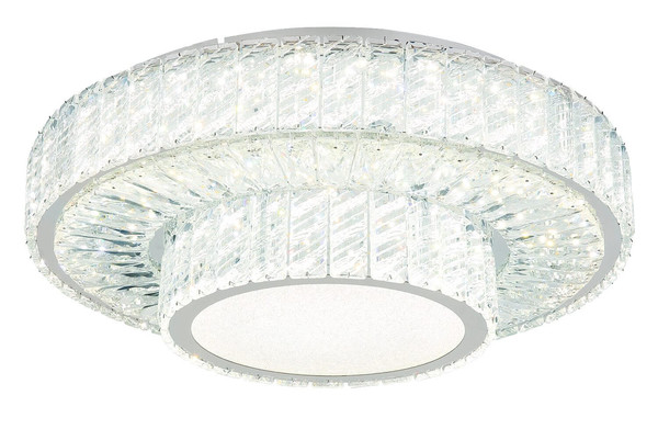 Globo LED Deckenleuchte Mucky 50W dimmbar Fernbedienung CCT warm-/tageslichtweiss Verchromt klar Metall K5 Kristalle Ø50cm