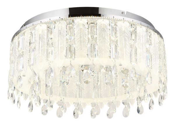 Globo LED Deckenleuchte Klunka 58W dimmbar Fernbedienung CCT warm-/tageslichtweiss Verchromt klar Metall K5 Kristalle Ø58,5cm