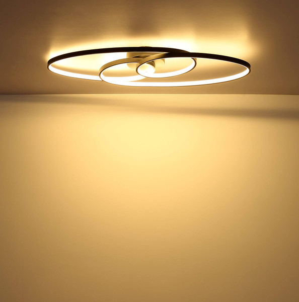 Globo LED Deckenleuchte Spira 40W warmweiss Schwarz matt Metall Aluminium 85x30cm