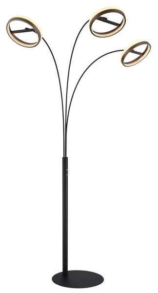 Globo Della LED Stehleuchte 48W CCT Schwarz Matt, Metall Memoryfunktion Ø23,8cm 67179S1