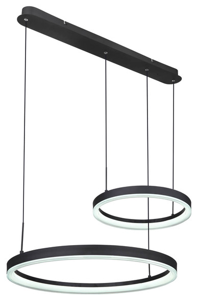 Globo Augusto LED Hängeleuchte 50W CCT Schwarz Matt, Metall Fernbedienung Nachtlicht Memoryfunktion 150cm 67189H1