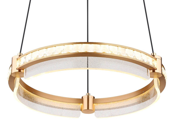 Globo LED Pendelleuchte Blondie 36W dimmbar Fernbedienung CCT warm-/tageslichtweiss Goldfarben klar Metall K5 Kristalle Ø40cm