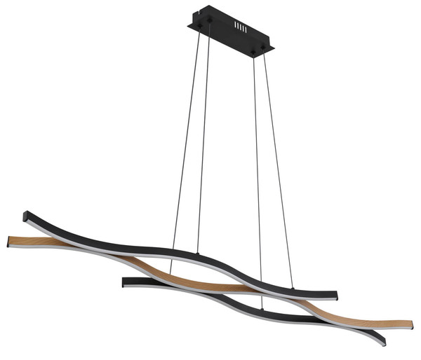 Globo Geronimo LED Hängeleuchte 35W Warmweiß Schwarz Matt, Metall 120cm 67206HW