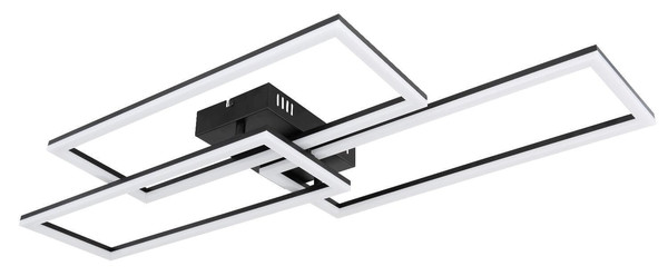 Globo LED Deckenleuchte Tiny 58W dimmbar Fernbedienung CCT warm-/tageslichtweiss Schwarz matt Metall 90x40cm