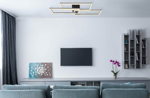 Globo LED Deckenleuchte Tiny 58W dimmbar Fernbedienung CCT warm-/tageslichtweiss Schwarz matt Metall 90x40cm