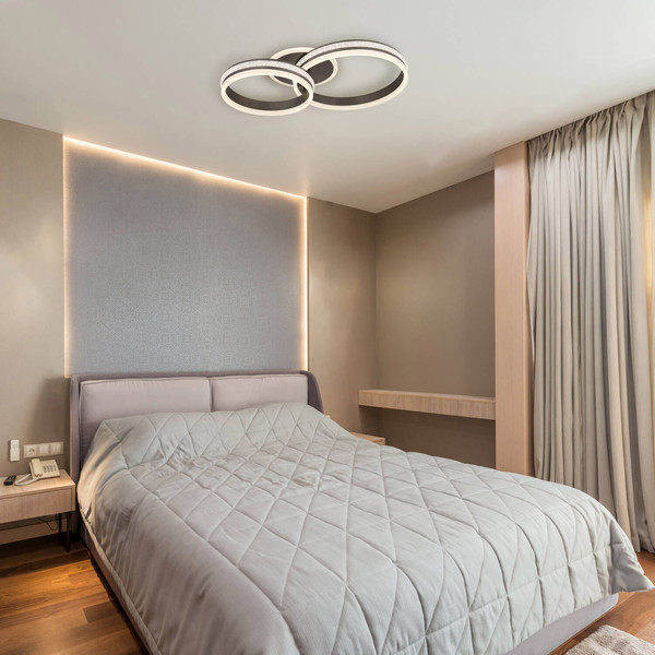 Globo Grouni LED Deckenleuchte 50W CCT Titanfarben Gebürstet, Metall Fernbedienung Nachtlicht Memoryfunktion 15cm 67314-50