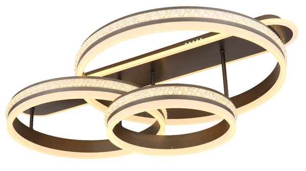 Globo LED Deckenleuchte Grouni 75W dimmbar Fernbedienung CCT warm-/tageslichtweiss Titanfarben gebürstet Metall Aluminium 80x50cm