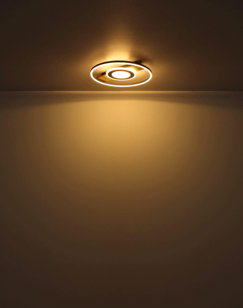 Globo LED Deckenleuchte Pikara 24W warmweiss Holzoptik schwarz matt Metall Aluminium Ø40,5cm