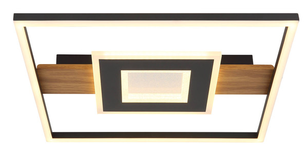 Globo Pikara LED Deckenleuchte 24W Warmweiß Holzoptik, Metall 5cm 67324-24