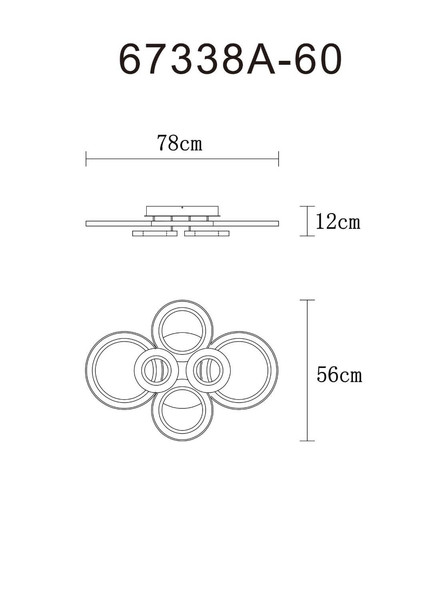 Globo LED Deckenleuchte Kora 60W dimmbar Fernbedienung CCT warm-/tageslichtweiss Schwarz matt anthrazit matt Metall 78x56cm