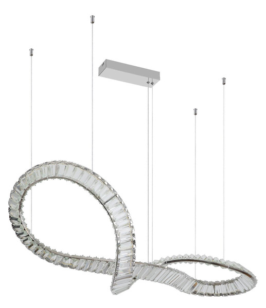 Globo LED Pendelleuchte Neil 72W dimmbar Fernbedienung CCT warm-/tageslichtweiss Verchromt klar Metall K5 Kristalle 120x110cm