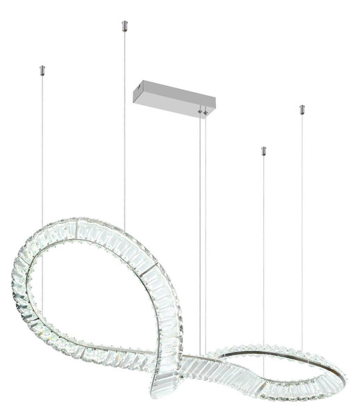Globo LED Pendelleuchte Neil 72W dimmbar Fernbedienung CCT warm-/tageslichtweiss Verchromt klar Metall K5 Kristalle 120x110cm