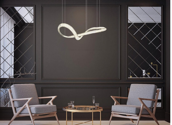 Globo LED Pendelleuchte Neil 72W dimmbar Fernbedienung CCT warm-/tageslichtweiss Verchromt klar Metall K5 Kristalle 120x110cm