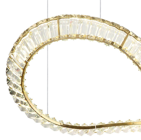 Globo LED Pendelleuchte Neil 72W dimmbar Fernbedienung CCT warm-/tageslichtweiss Goldfarben klar Metall K5 Kristalle 120x110cm