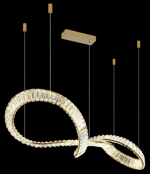 Globo LED Pendelleuchte Neil 72W dimmbar Fernbedienung CCT warm-/tageslichtweiss Goldfarben klar Metall K5 Kristalle 120x110cm