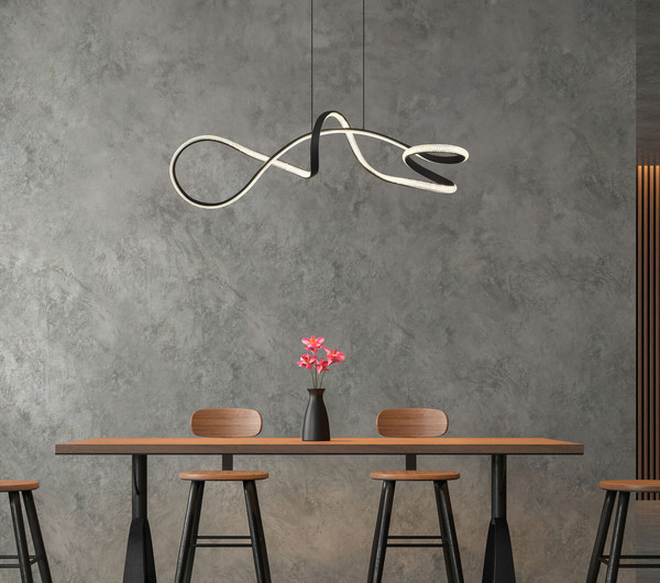 Globo Swirl LED Hängeleuchte 40W Neutralweiß Schwarz Matt, Metall 120cm 67341S