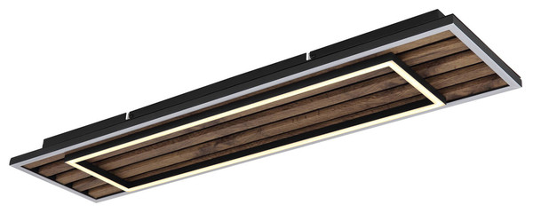 Globo Woody LED Deckenleuchte 36W Warmweiß Schwarz Matt, Metall Memoryfunktion 6cm 67345D2