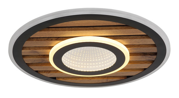 Globo Woody LED Deckenleuchte 24W Warmweiß Schwarz Matt, Metall Memoryfunktion Ø40cm 67345D4