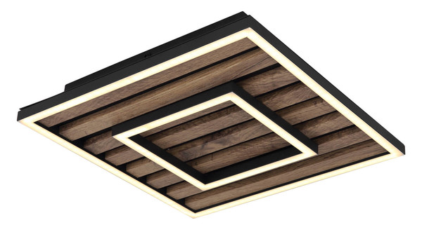 Globo Woody LED Deckenleuchte 18W Warmweiß Schwarz Matt, Metall Memoryfunktion 6cm 67345D