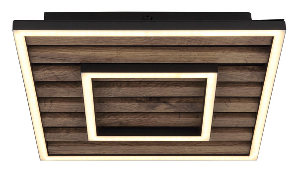 Globo Woody LED Deckenleuchte 18W Warmweiß Schwarz Matt, Metall Memoryfunktion 6cm 67345D