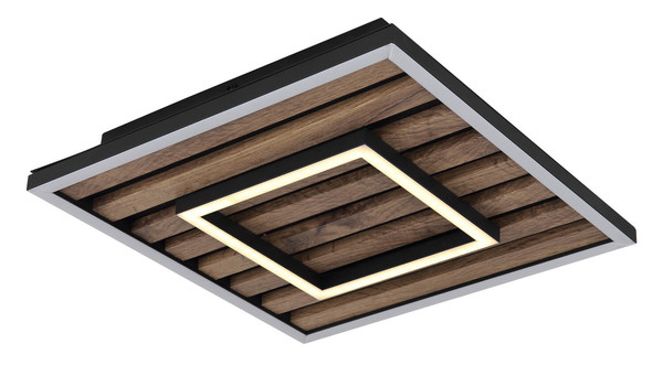 Globo Woody LED Deckenleuchte 18W Warmweiß Schwarz Matt, Metall Memoryfunktion 6cm 67345D