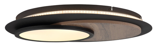 Globo Kory LED Deckenleuchte 24W Warmweiß Schwarz Matt, Metall Memoryfunktion Ø48cm 67351-24