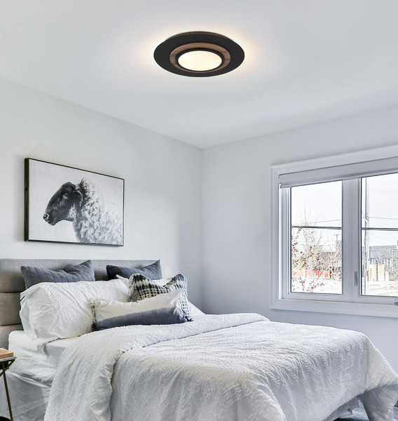 Globo Kory LED Deckenleuchte 24W Warmweiß Schwarz Matt, Metall Memoryfunktion Ø48cm 67352-24