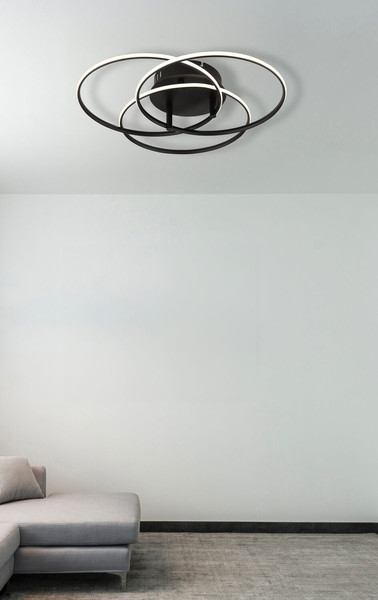 Globo Kombos LED Deckenleuchte 40W Neutralweiß Schwarz Matt, Metall Ø29cm 67355-40