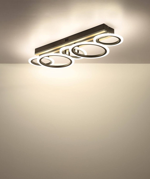 Globo LED Deckenleuchte Blevins 34W CCT warm-/neutral-/tageslichtweiss Schwarz matt Metall 74,5x25cm