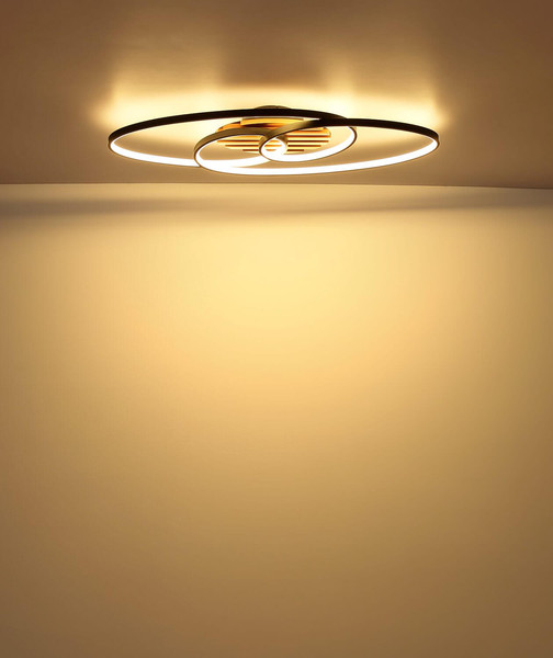 Globo LED Deckenleuchte Tisha I 39W warmweiss Schwarz matt Metall Aluminium 85x30cm