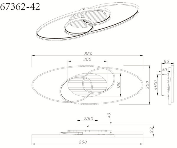 Globo LED Deckenleuchte Tisha I 39W warmweiss Schwarz matt Metall Aluminium 85x30cm