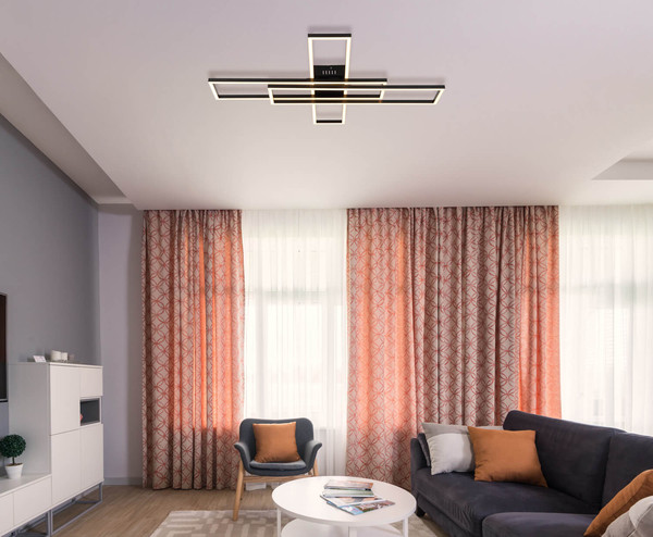 Globo Tatjana LED Deckenleuchte 55W Warmweiß Schwarz Matt 7,4cm 67363-55